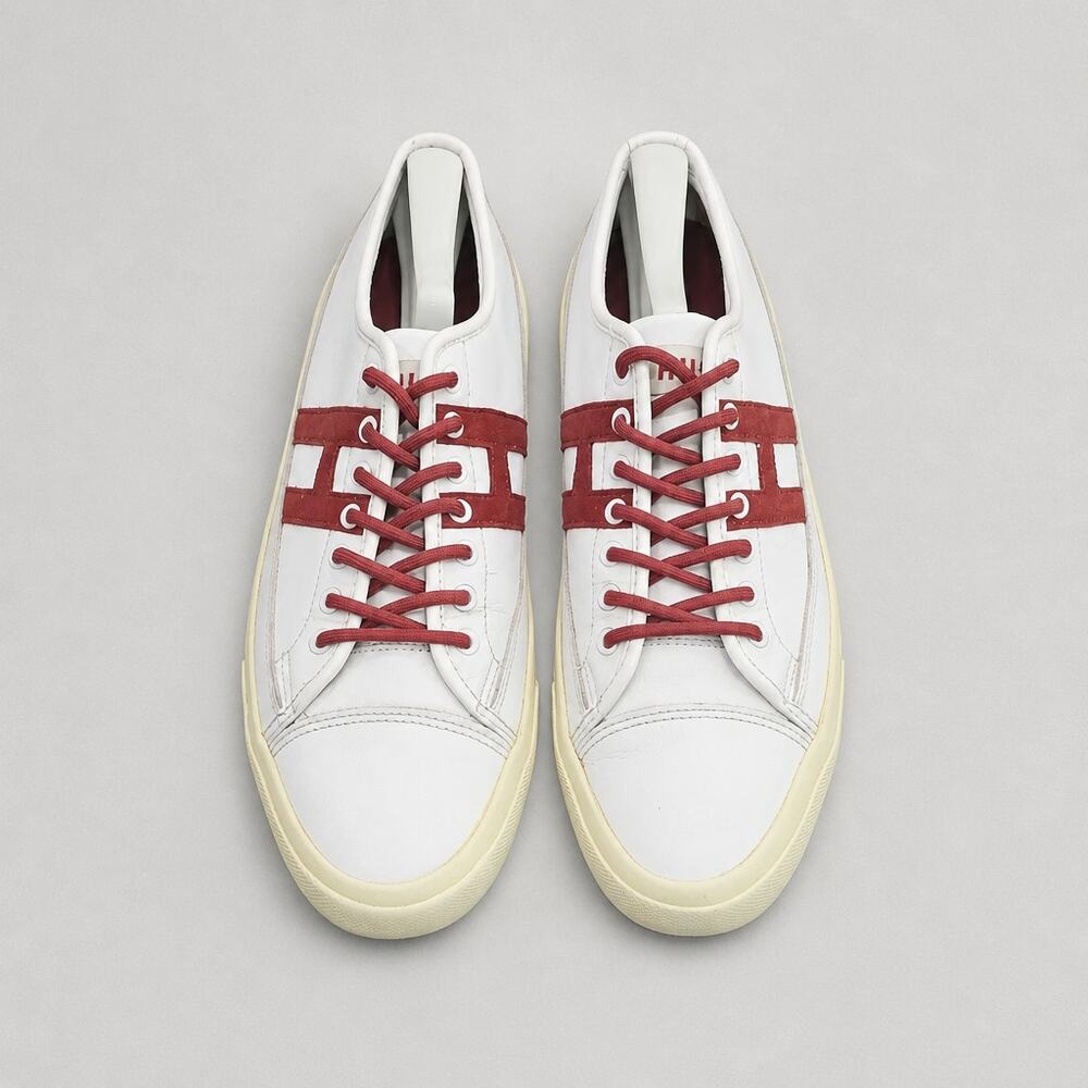 HUF Hupper 2 Lo Sneakers Men Size 11.5 White Burgundy Red Canvas Leather Skate